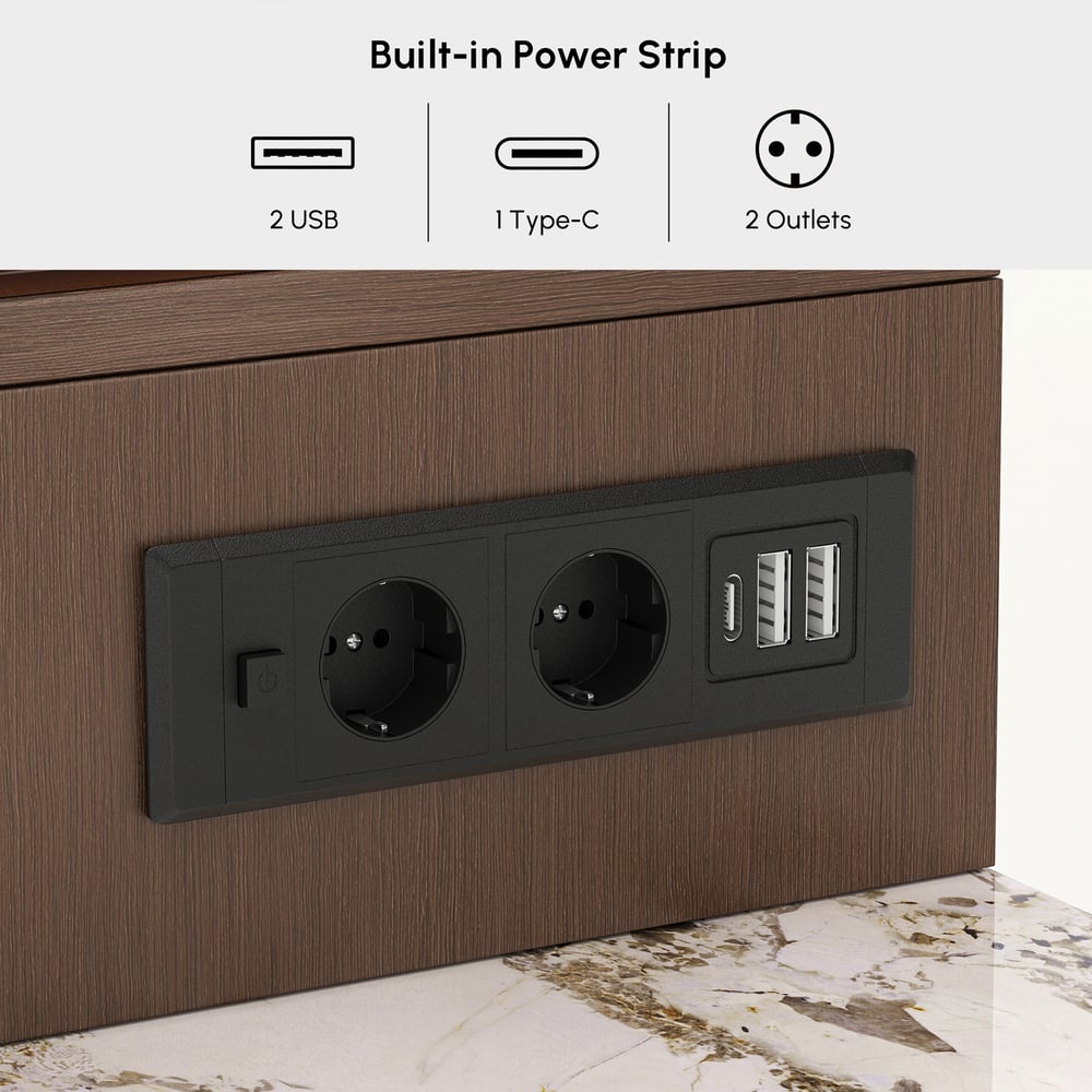 Ensemble de vanité de maquillage en pierre frittée en verre de noyer avec miroir image de fenêtre