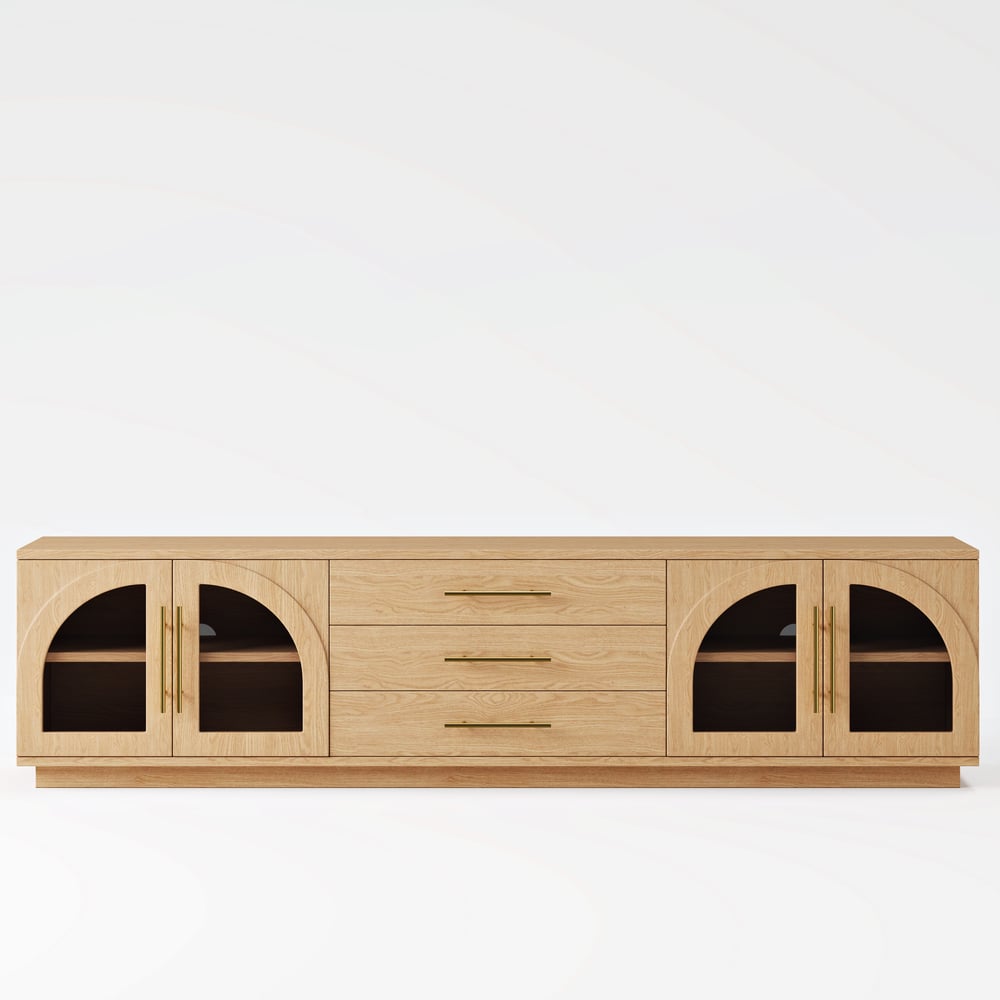 Arune 2030mm Arched Glass Doors TV Stand with Storage and LED window image