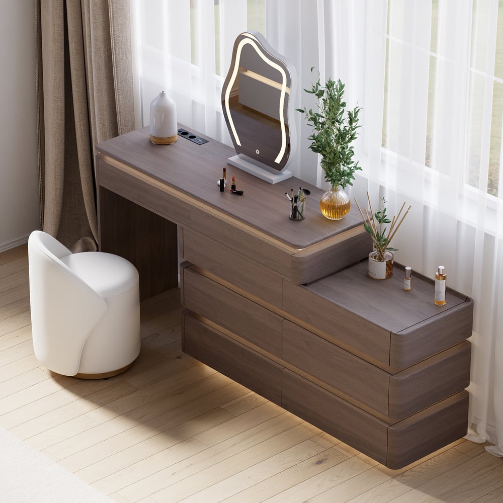 Lumio 1200mm Smart Makeup Vanity Retractable Dressing Table with Mirror & Lights window image