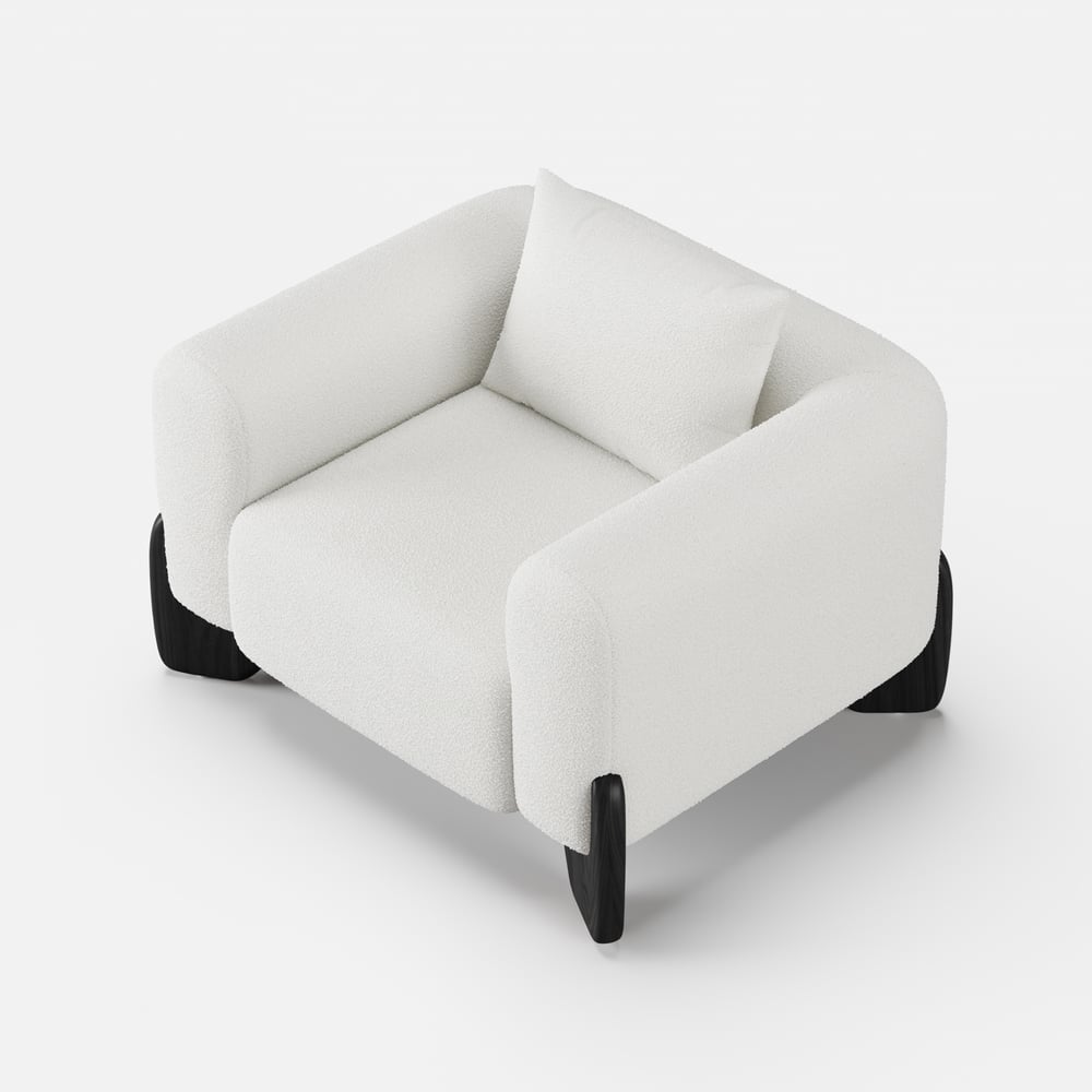 Curva Boucle Accent Chair with Wood Frame window image