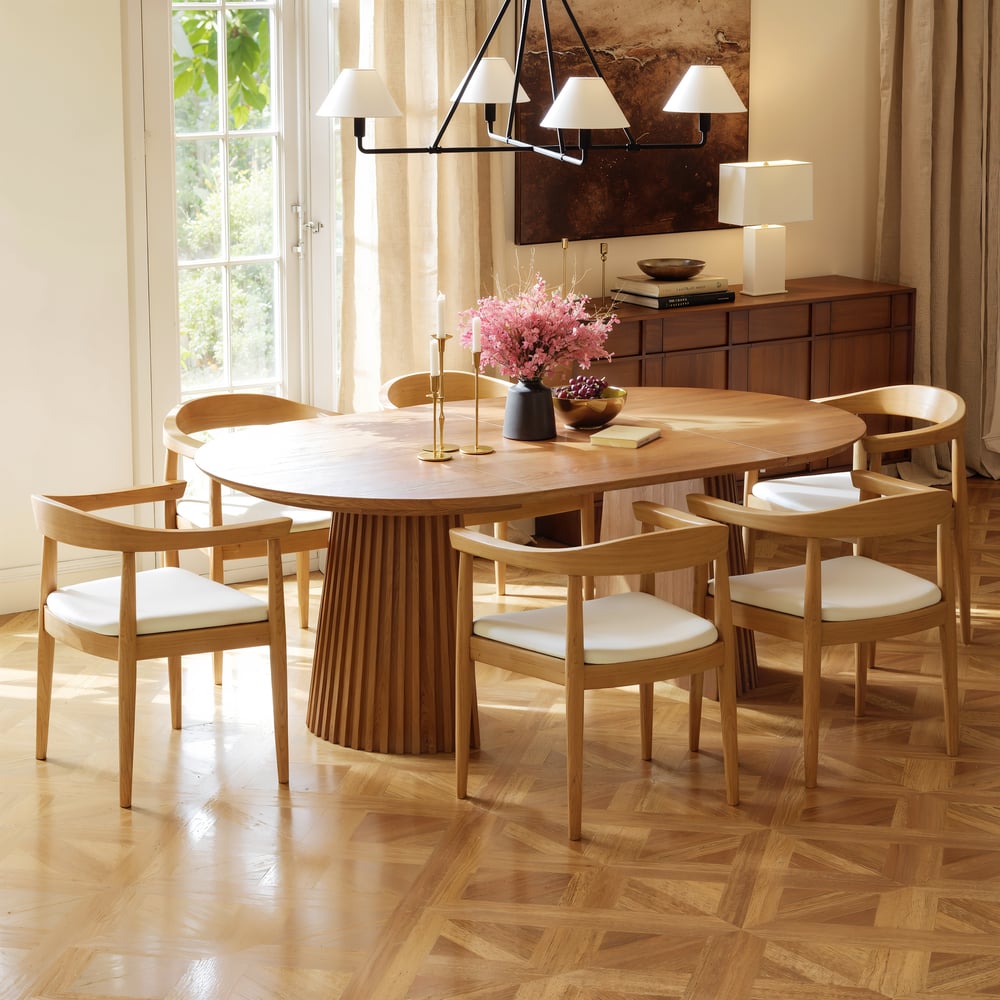 Acurv Modern Wood Dining Chair Black with Premium Faux Leather Upholstery White window image