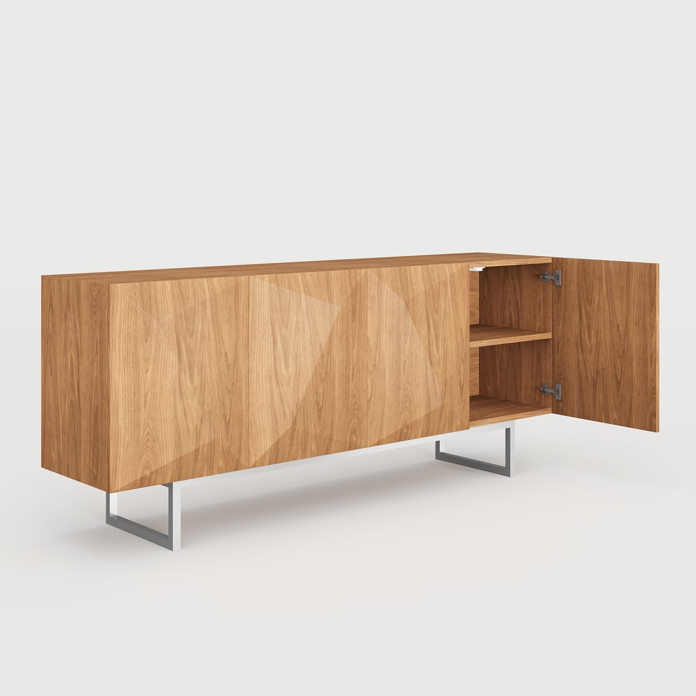 70.9" Modern Wood Sideboard and Buffets White with 4 Doors Adjustable Shelves window image