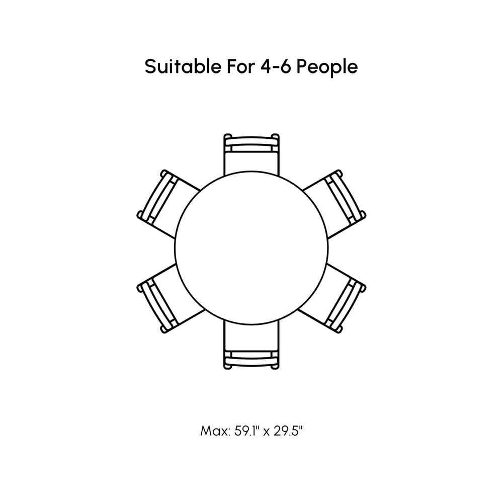 Dining Set 59" Sintered Stone Round Dining Table White & Gray with 6 Chairs weights dimensions image