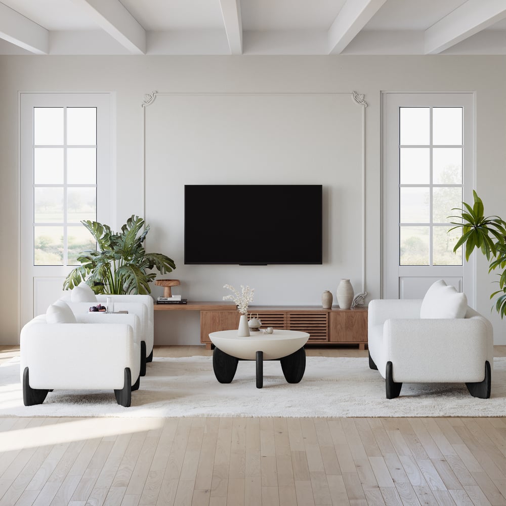 Curva Boucle Accent Chair with Wood Frame window image