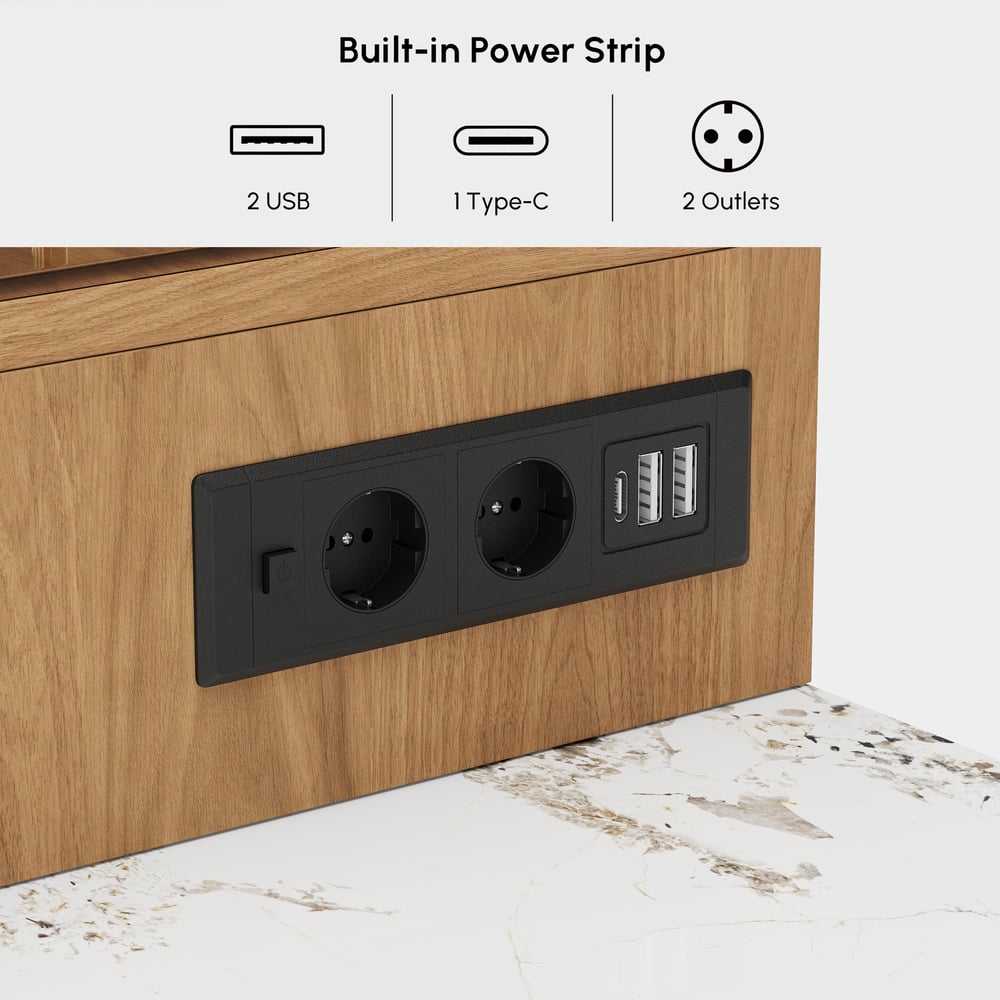 Conjunto de toucador de maquiagem com tampo de pedra sinterizada de vidro natural com espelho Imagem da janela