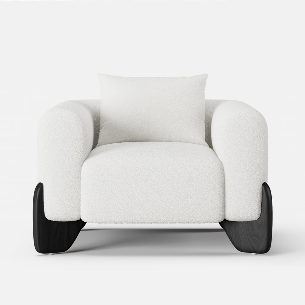 Curva Boucle Accent Chair with Wood Frame window image