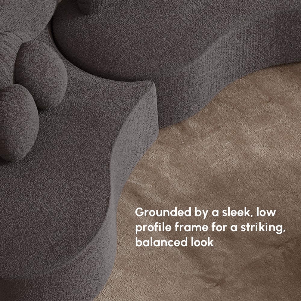 4-Piece Curved Boucle Sectional Sofa with Ottoman & Pillows window image