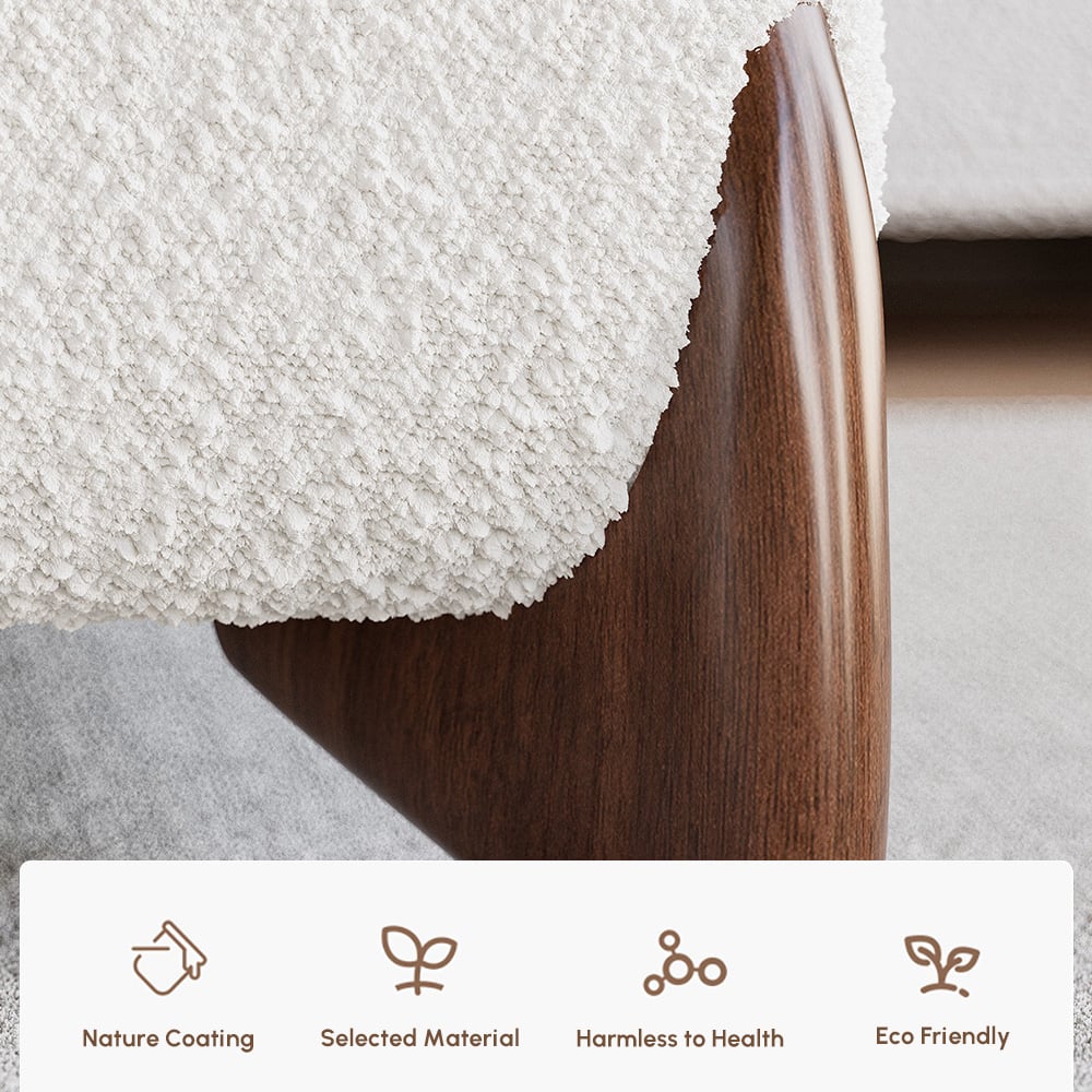 Lit bouclé Curva 180 x 200 cm avec tête de lit et plateaux de chargement image de fenêtre