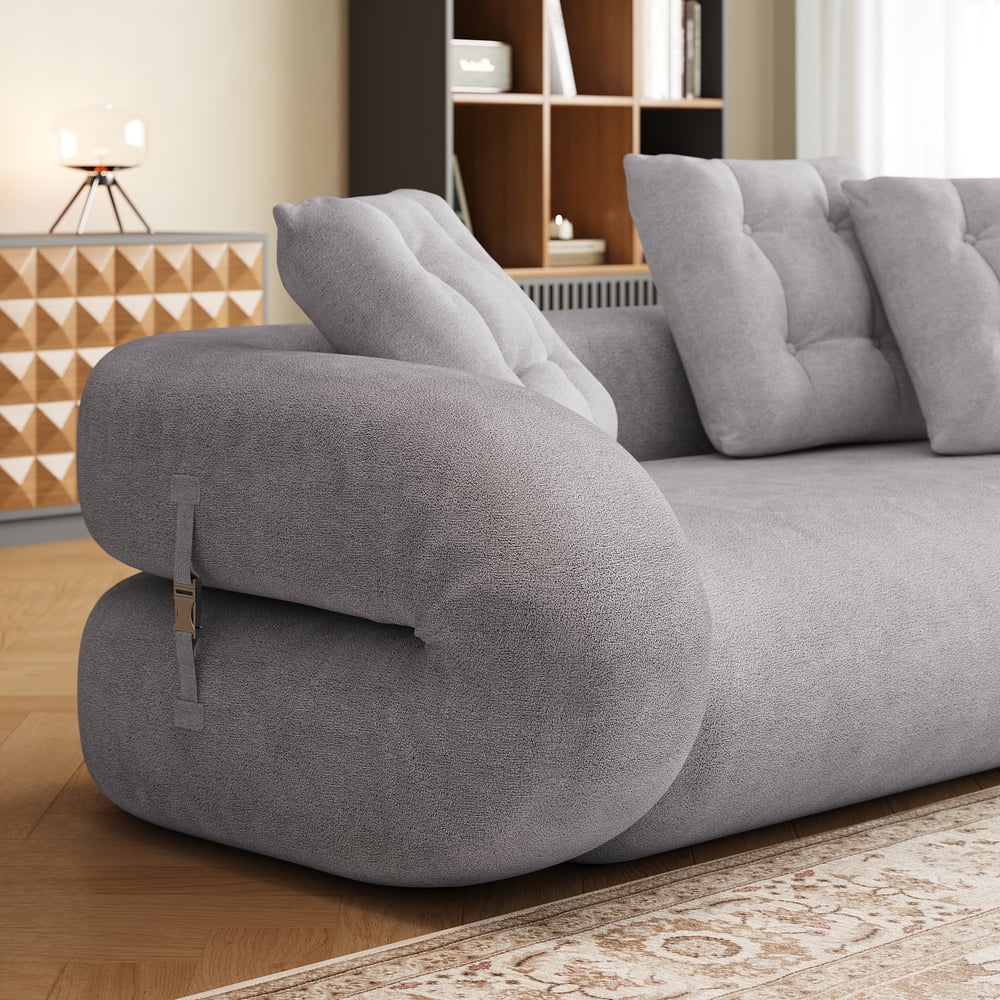 King 3-Seater Velvet Convertible Futon Sofa Bed window image