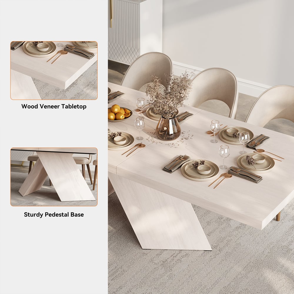 79''-94'' Farmhouse Extendable Whitewash Dining Table Seats 6-10 window image