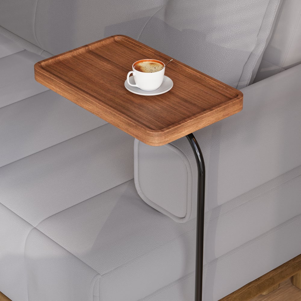 Queen 3-Seater Performance Leather Convertible Futon Bed with Side Table window image