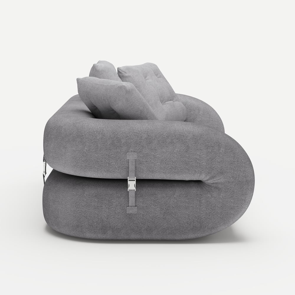 King 3-Seater Velvet Convertible Futon Sofa Bed window image