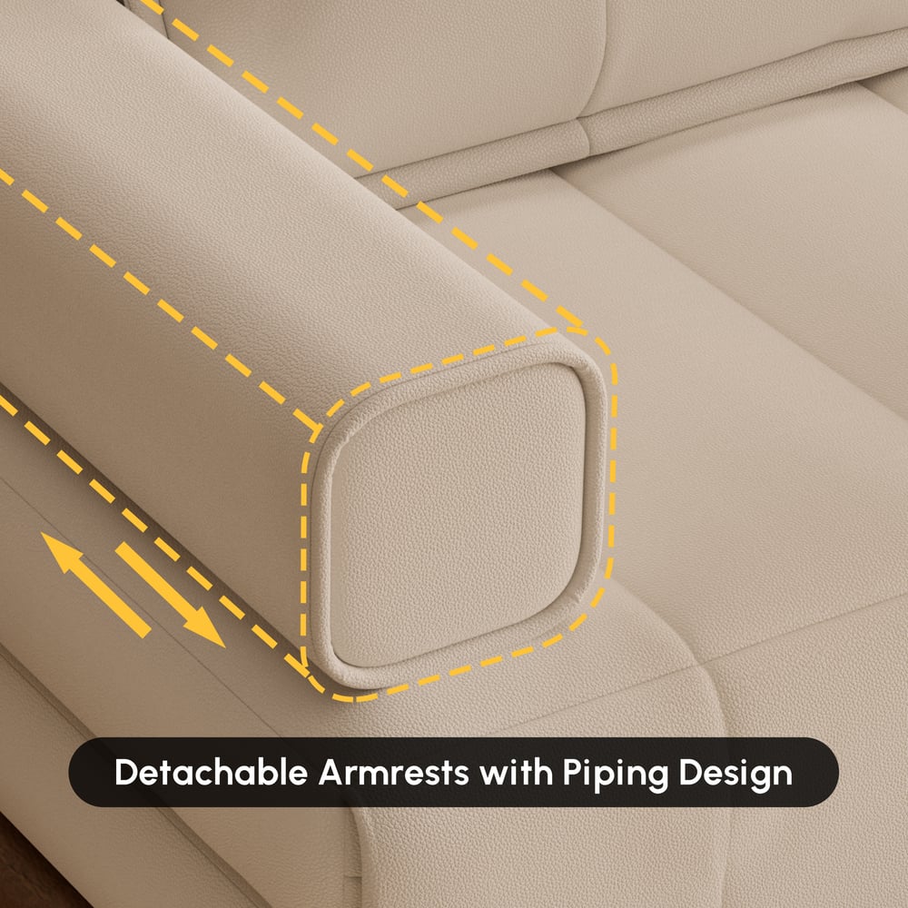 Futon convertible 3 places en cuir Performance Queen avec table d'appoint image de fenêtre