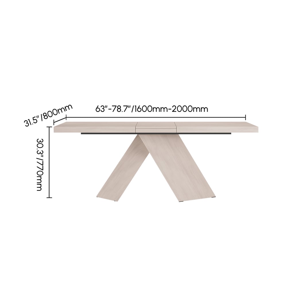 63"-79" Farmhouse Style Extendable Whitewash Dining Table Seats 4-6 People weights dimensions image