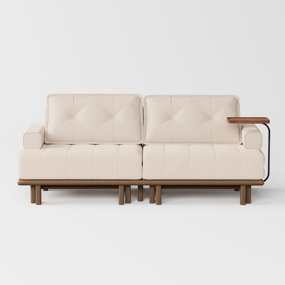 Futon convertible 3 places en cuir Performance Queen avec table d'appoint image de fenêtre