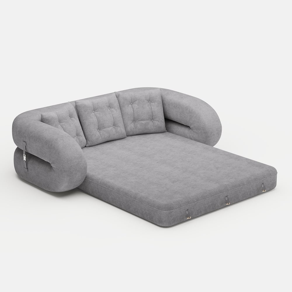 King 3-Seater Velvet Convertible Futon Sofa Bed window image