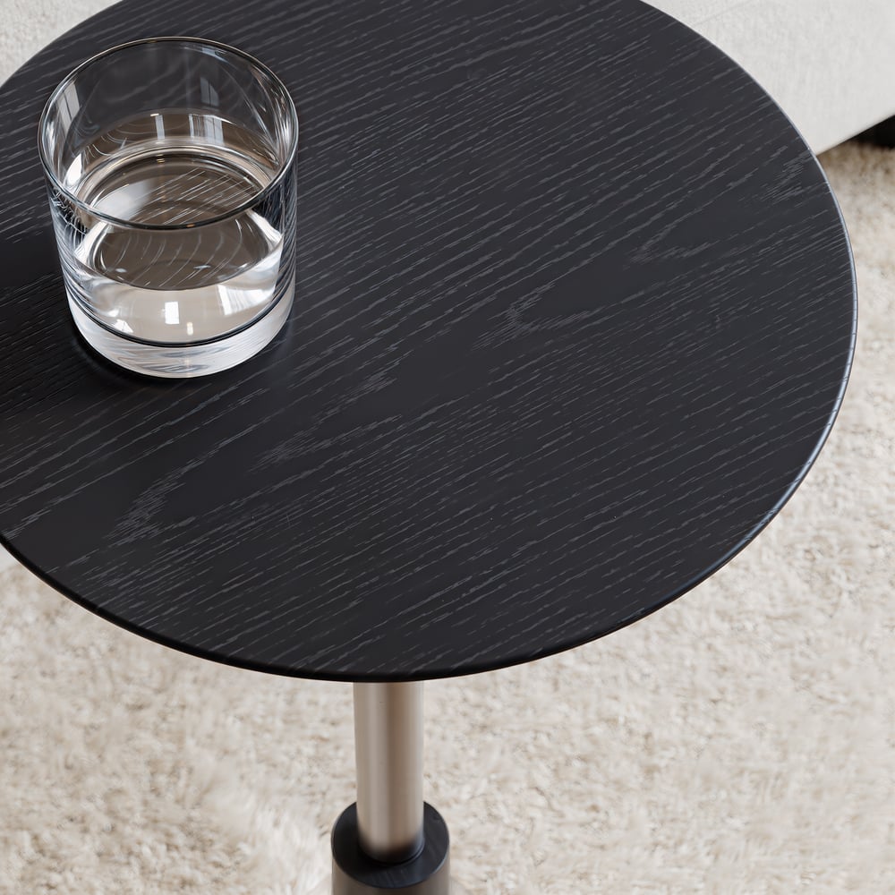 Tavolo per bevande Mid-Century rotondo nero da 230 mm Immagine della finestra