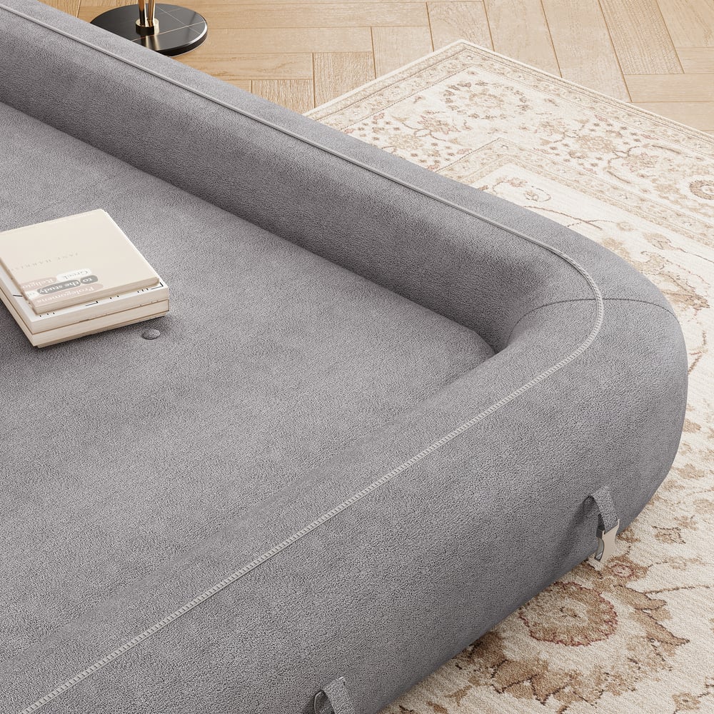 King 3-Seater Velvet Convertible Futon Sofa Bed window image