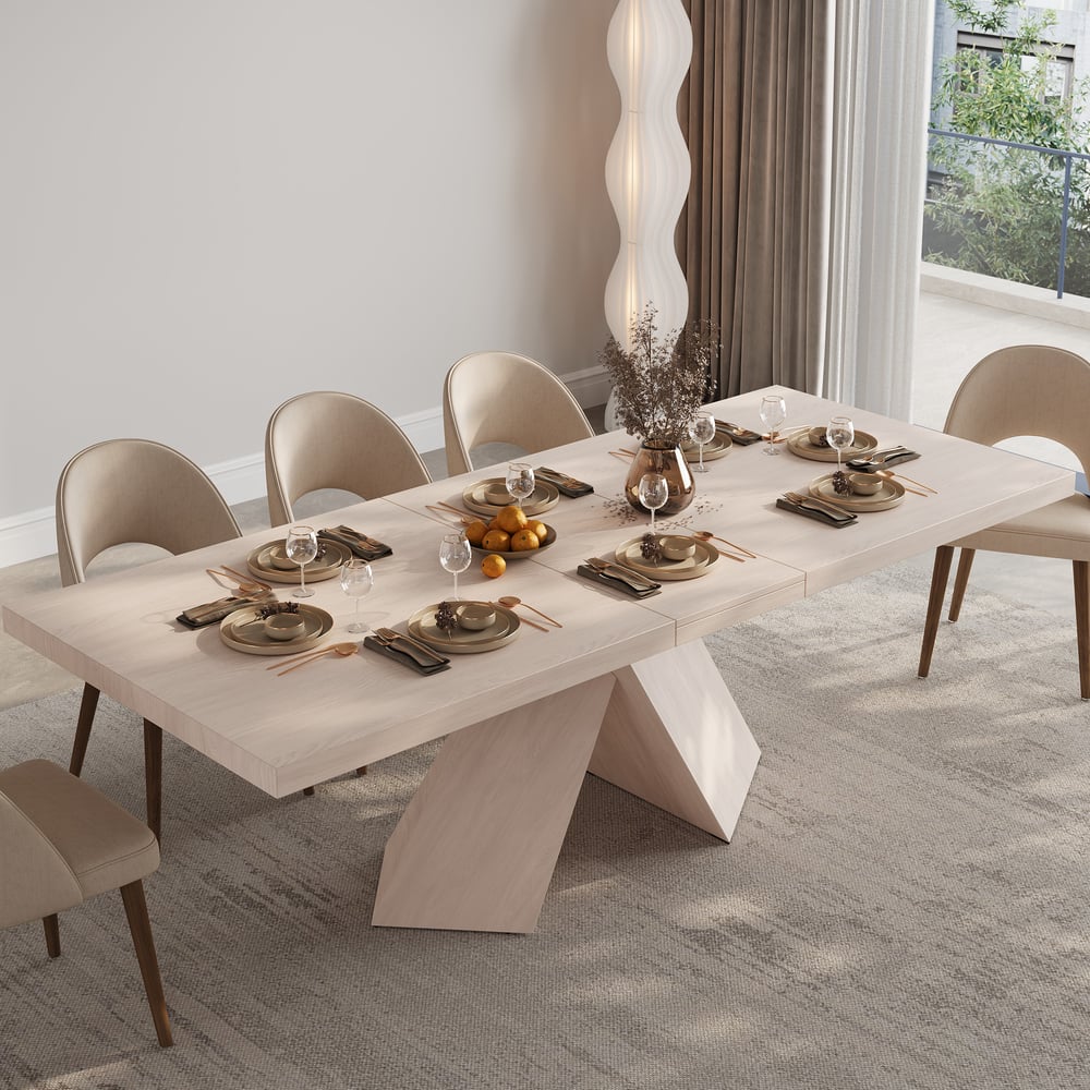 79''-94'' Farmhouse Extendable Whitewash Dining Table Seats 6-10 window image