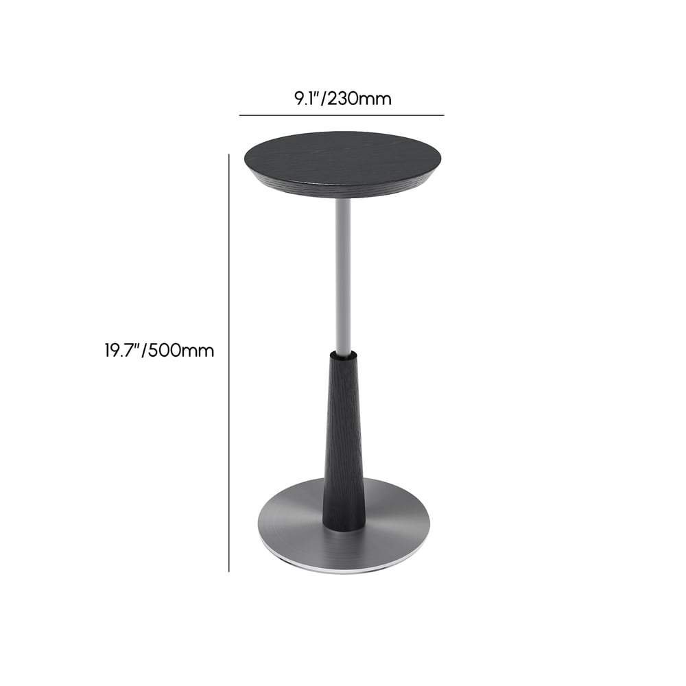 Tavolo per bevande Mid-Century rotondo nero da 230 mm Immagine con pesi e dimensioni