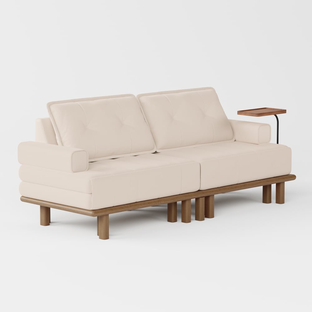 Futon convertible 3 places en cuir Performance Queen avec table d'appoint image de fenêtre