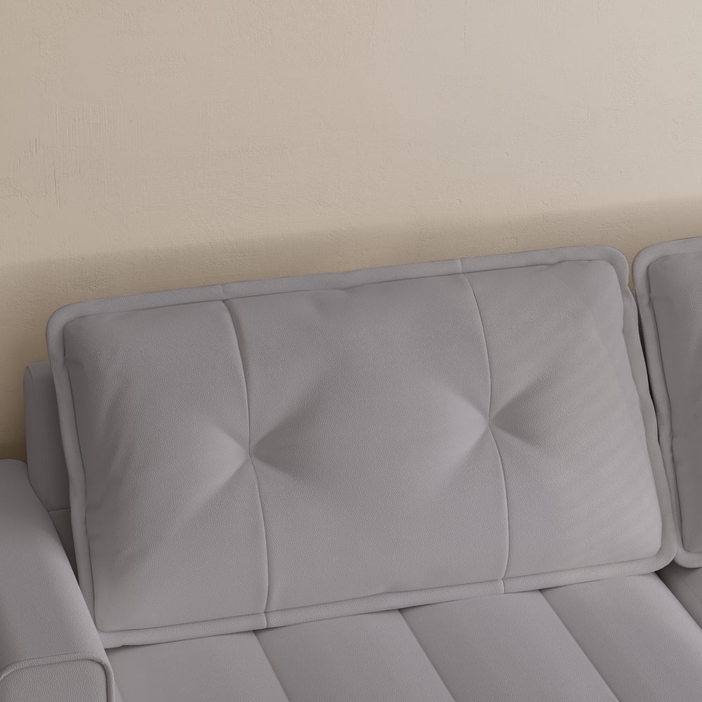 Queen 3-Seater Performance Leather Convertible Futon Bed with Side Table window image