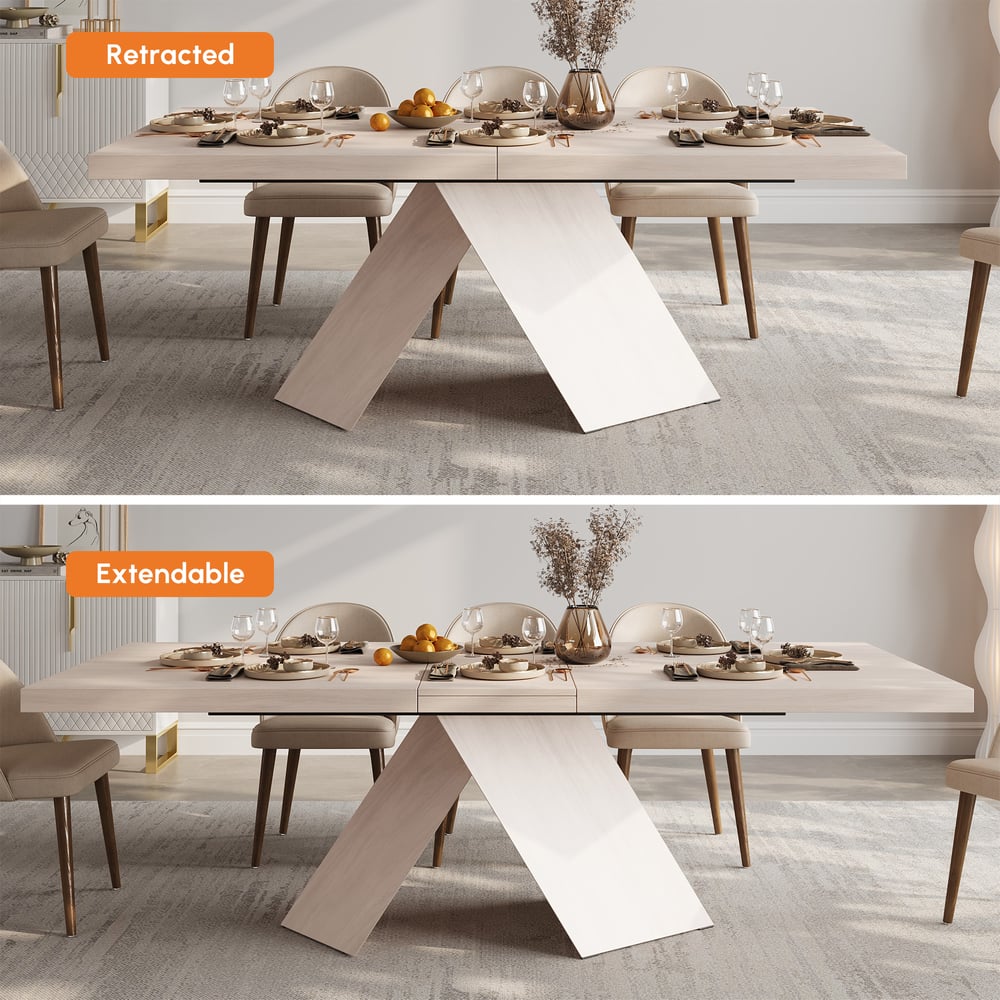 79''-94'' Farmhouse Extendable Whitewash Dining Table Seats 6-10 window image