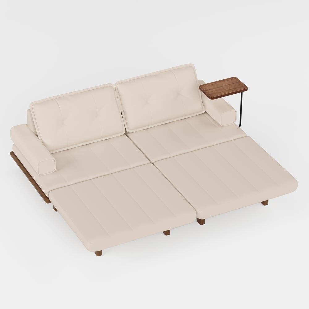 Futon convertible 3 places en cuir Performance Queen avec table d'appoint image de fenêtre