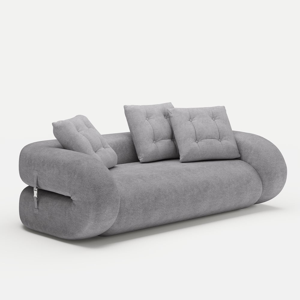 King 3-Seater Velvet Convertible Futon Sofa Bed window image