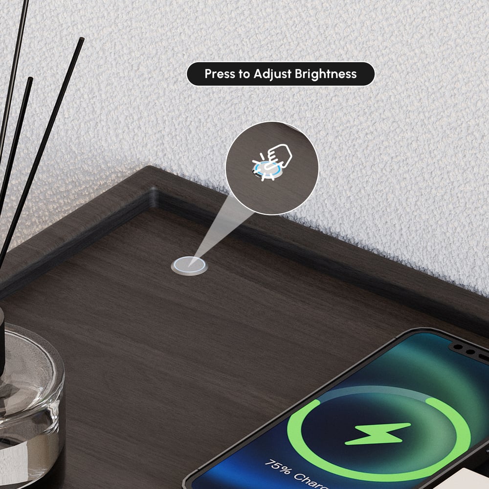 Curva King Size Boucle Bed with Headboard & Floating Smart Nightstand	Set window image