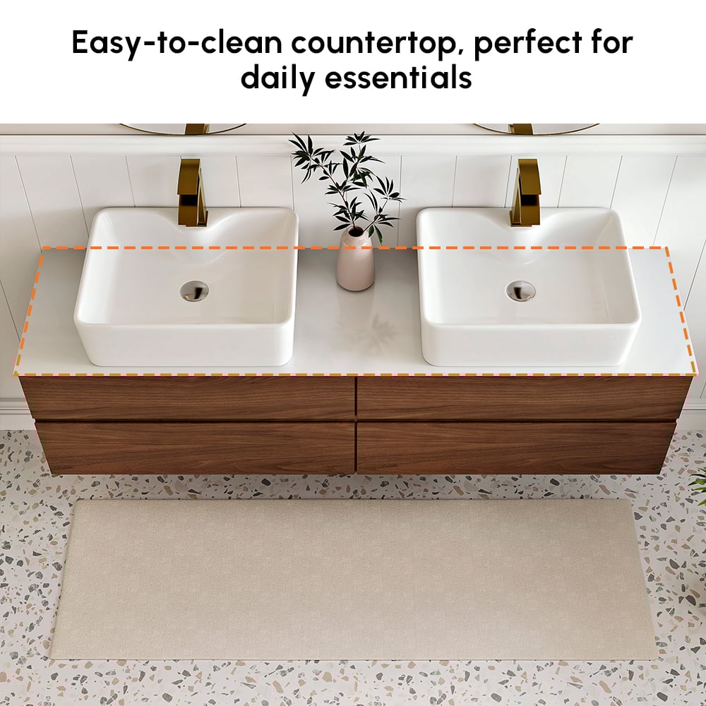 1520mm Double-Sink Bathroom Vanity in Walnut Floating Design window image