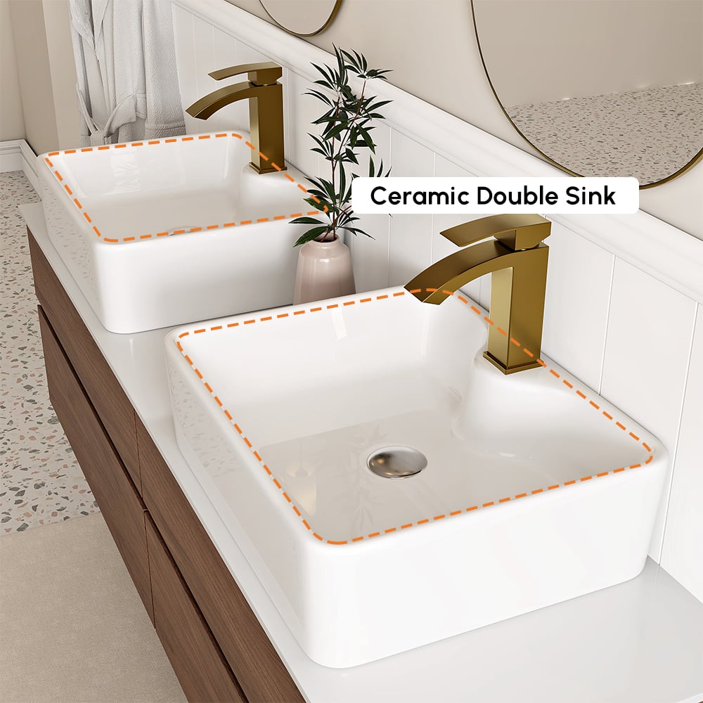 1520mm Double-Sink Bathroom Vanity in Walnut Floating Design window image