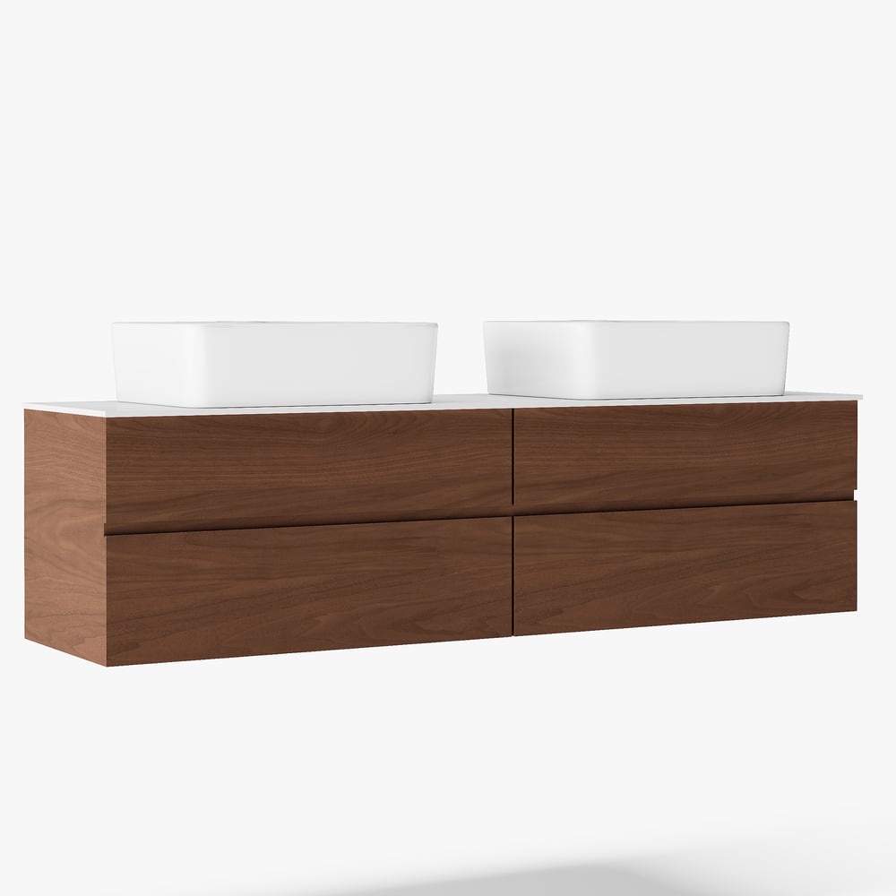1520mm Double-Sink Bathroom Vanity in Walnut Floating Design window image