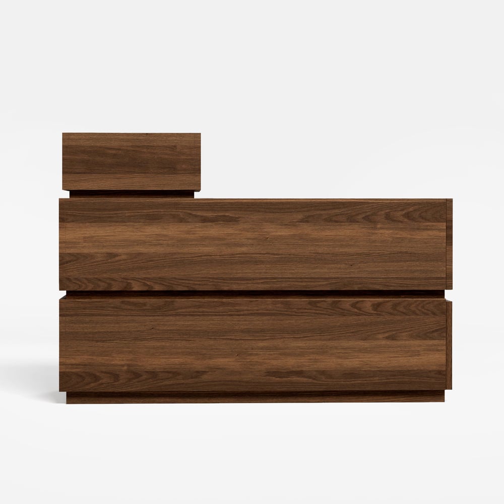 Smalle slimme bijzettafel van travertijnsteen met opbergruimte Vensterafbeelding