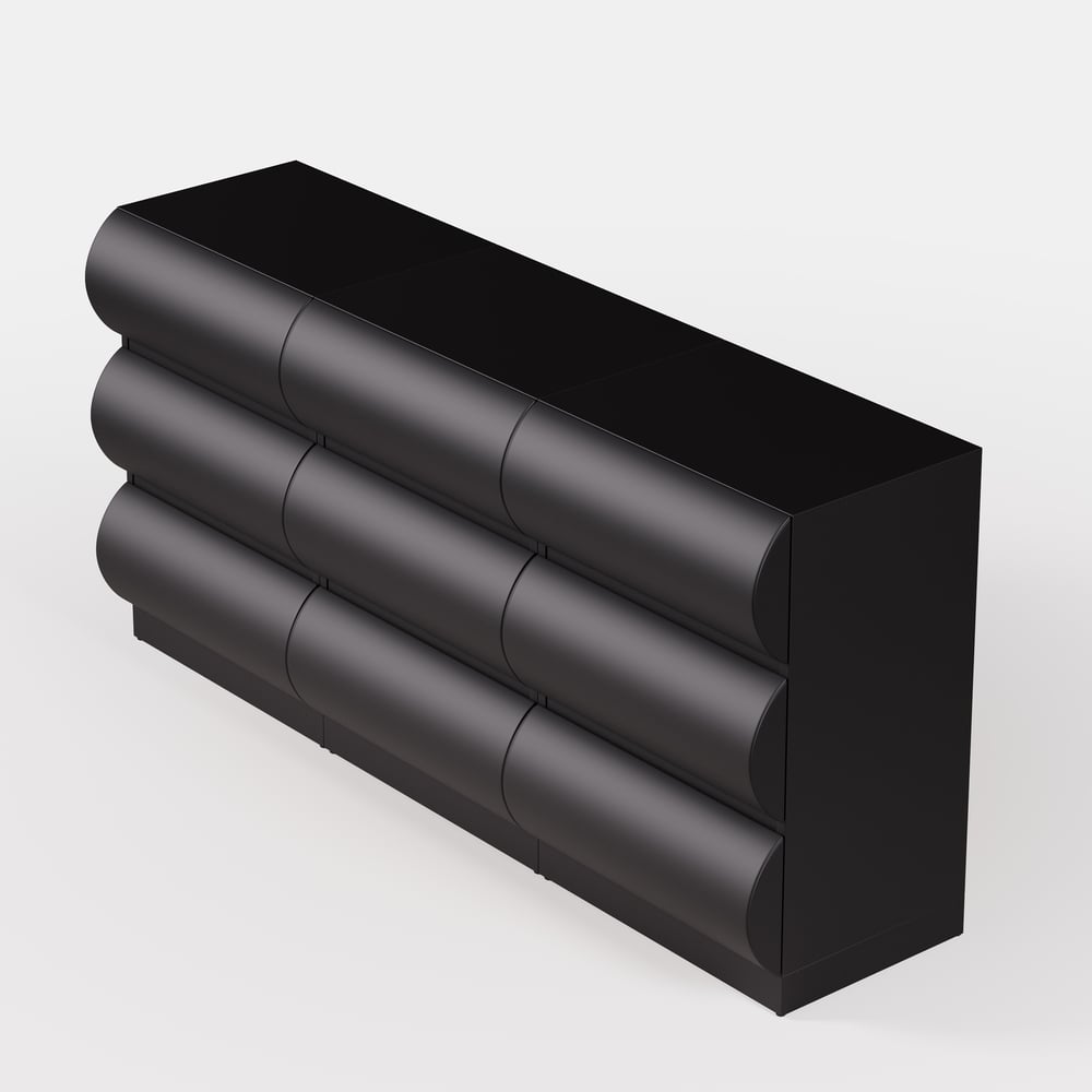 Humply 1505mm Leather Black 9-Drawer Dresser Chest window image