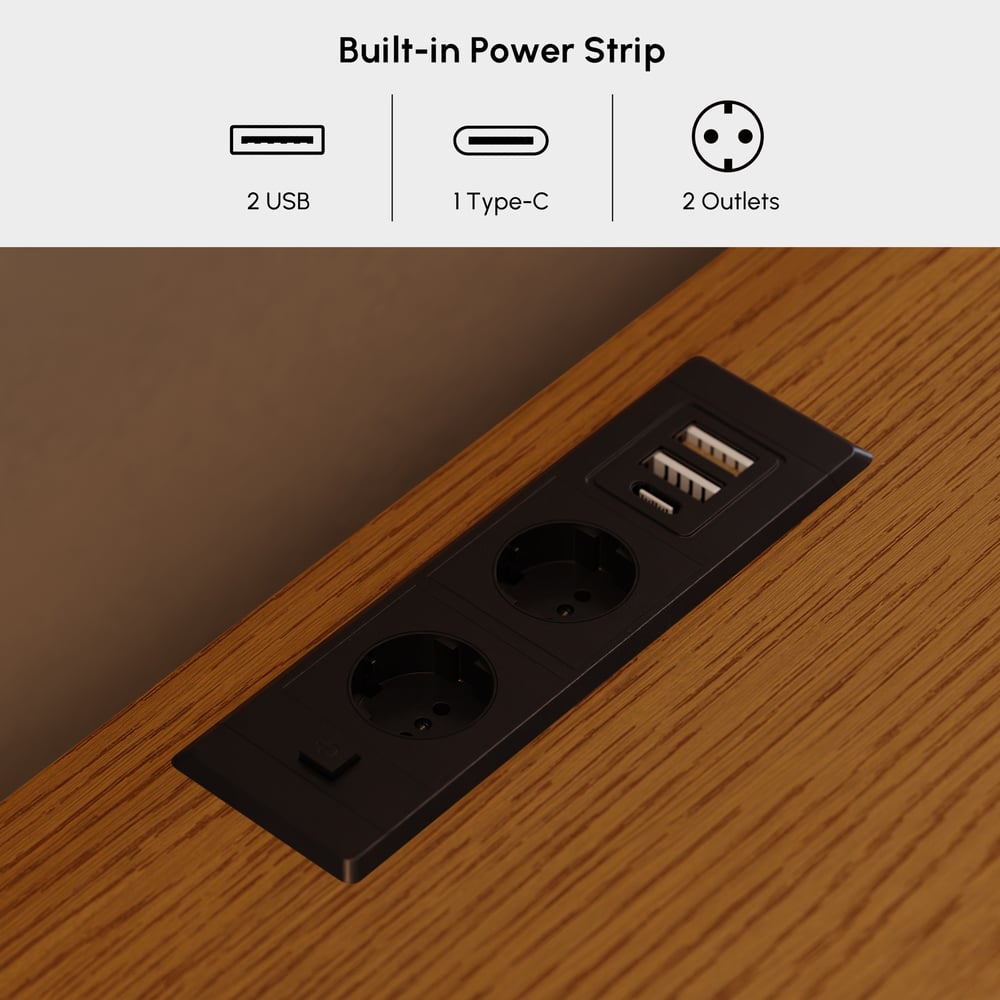 Krila 1200mm Modern Natural 6-Drawer Dresser with Charging Station window image