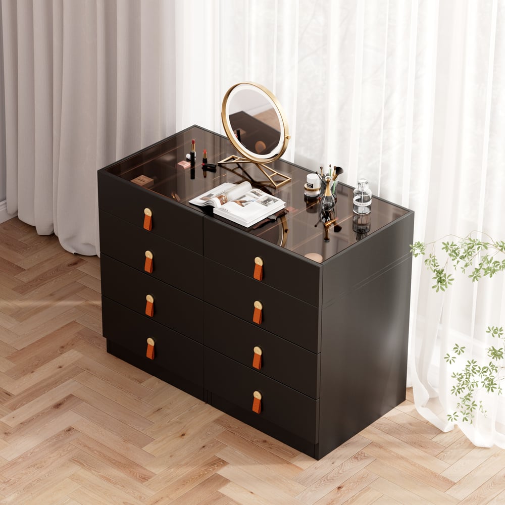 Chanor Modern Retractable Makeup Vanity Closet Island with Jewelry Storage window image