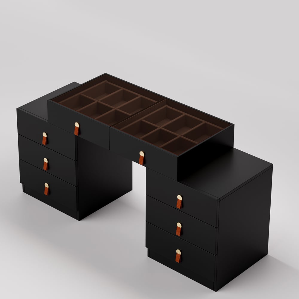 Chanor Modern Retractable Makeup Vanity Closet Island with Jewelry Storage window image