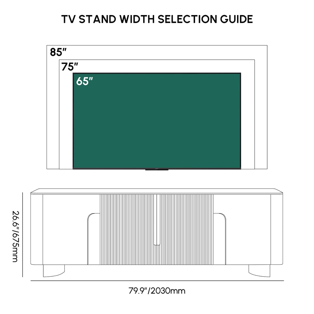 Artus Modern Beige TV Stand Stone Top 4 Doors with Storage Media Console TVs up to 2159m weights dimensions image