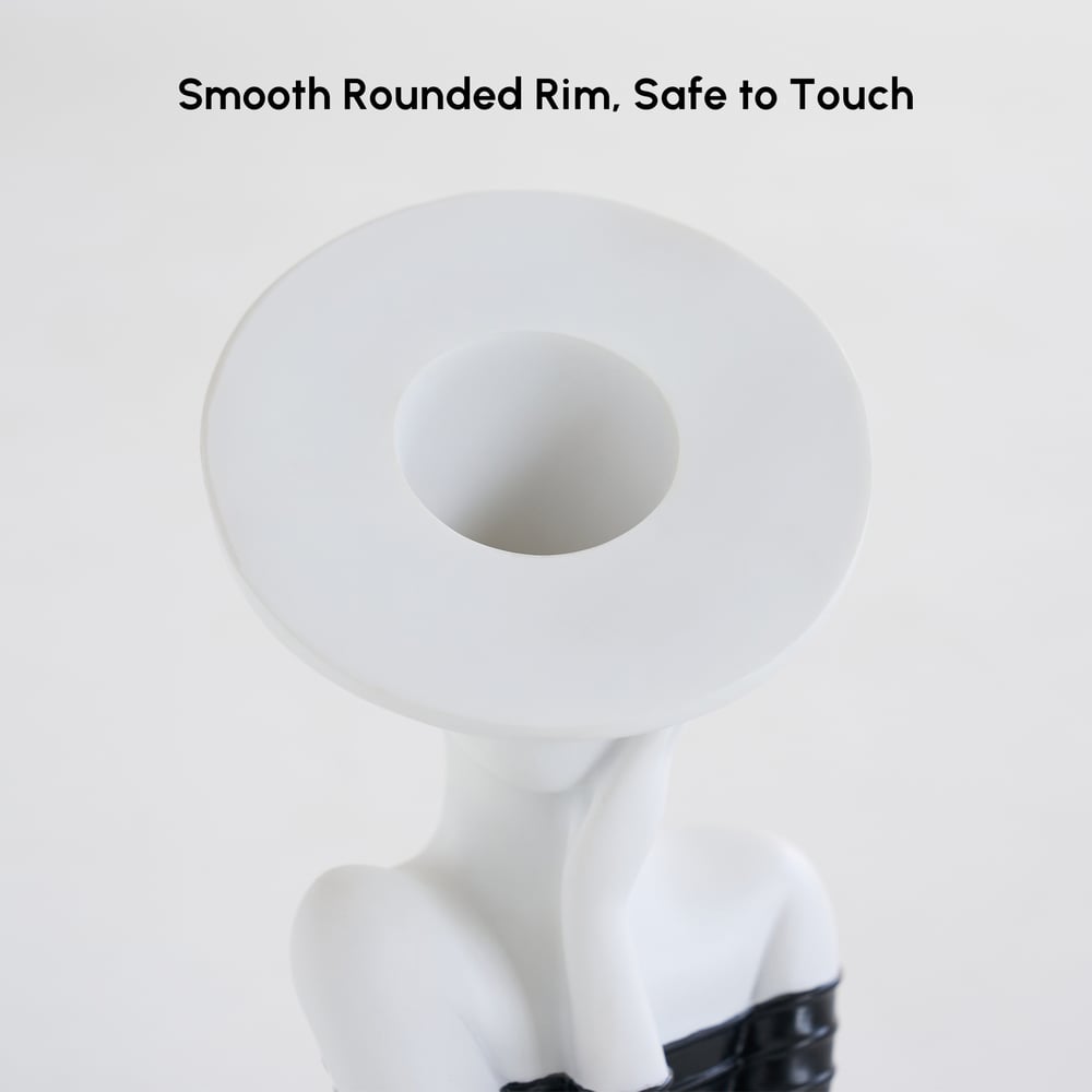 Sculptural Decorative Flower Arrangement, Resin Art Vase with 5-Head Artificial Roses window image