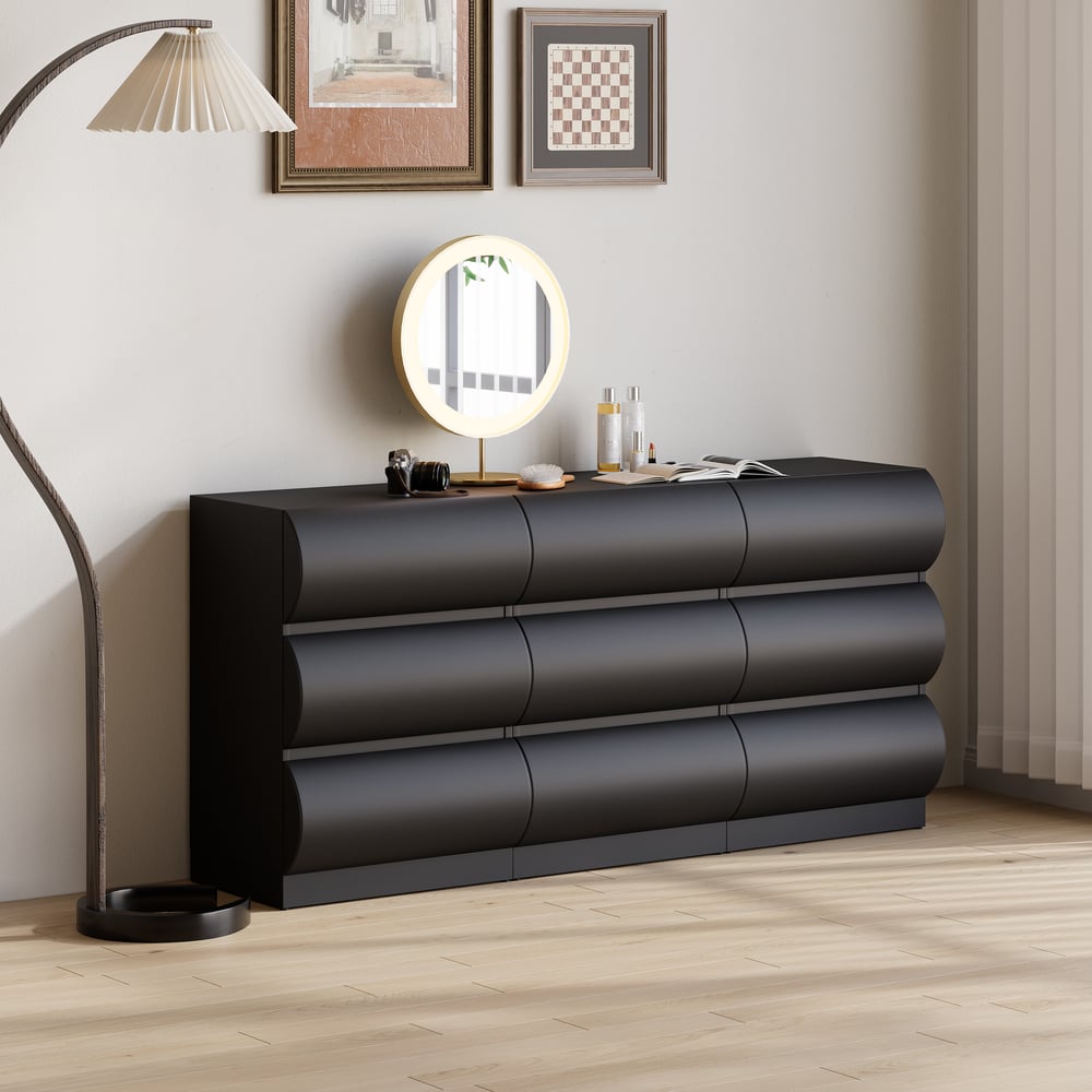Humply 1505mm Leather Black 9-Drawer Dresser Chest window image