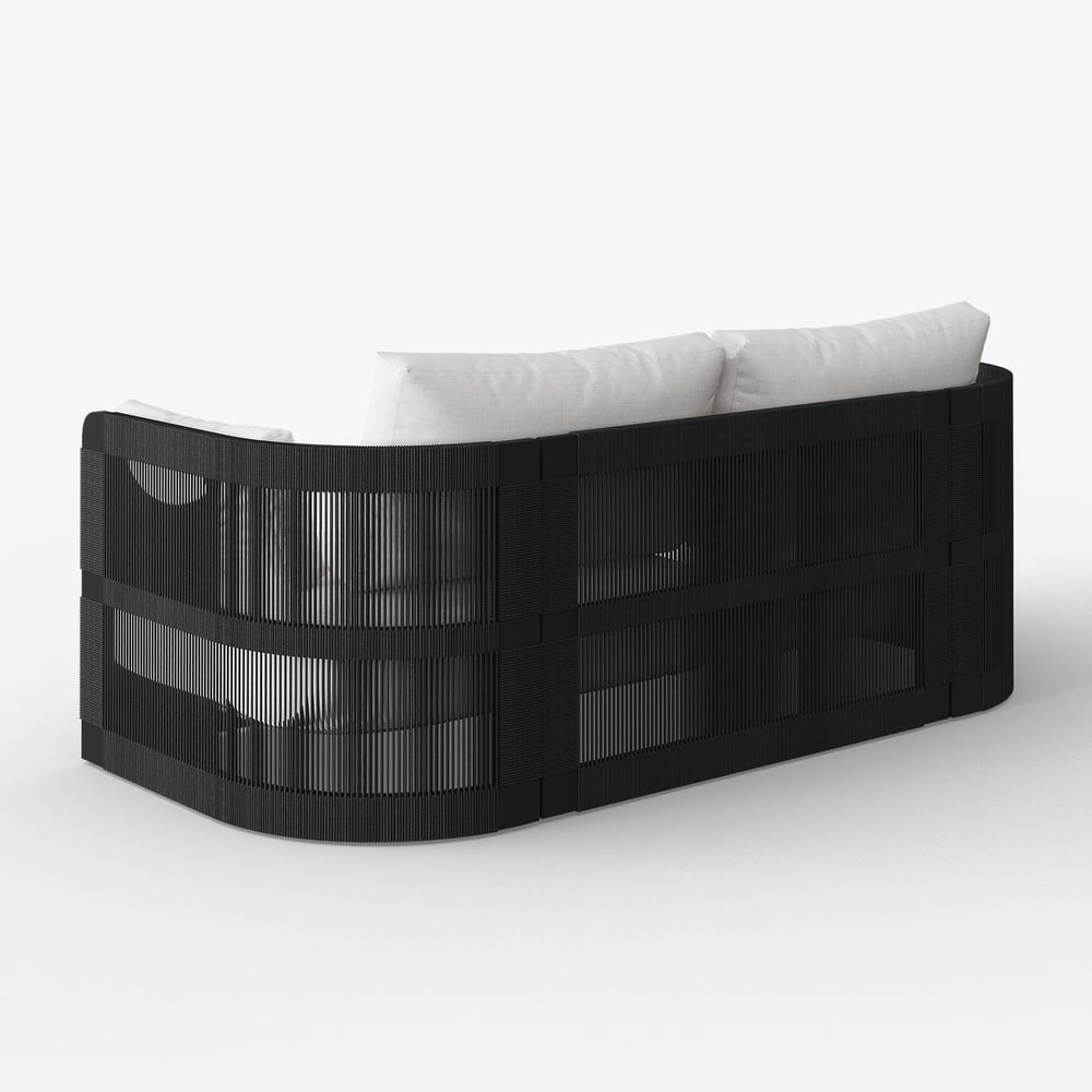 4-Pieces Modern Aluminum & Rope Outdoor Sofa Set with Coffee Table in Black for 4 window image