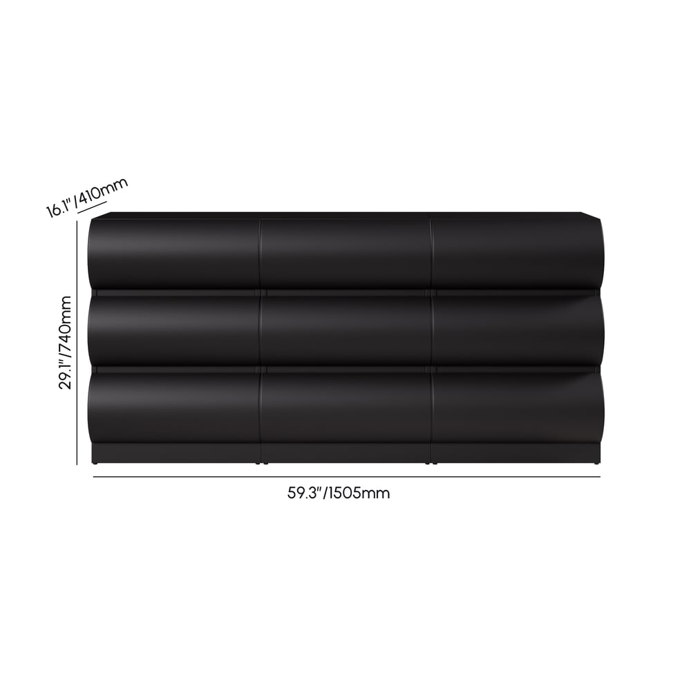 Humply 1505mm Leather Black 9-Drawer Dresser Chest weights dimensions image