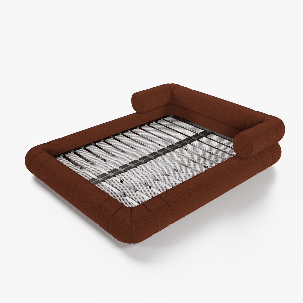 King Size Boucle Upholstered Cloud Floor Bed Frame window image