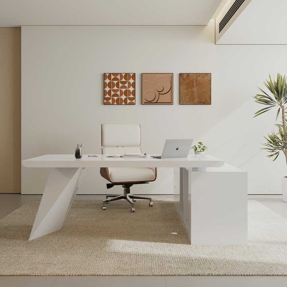 Modern White L-Shape Executive Left Hand Desk & Office Chair Set (2000mm) window image