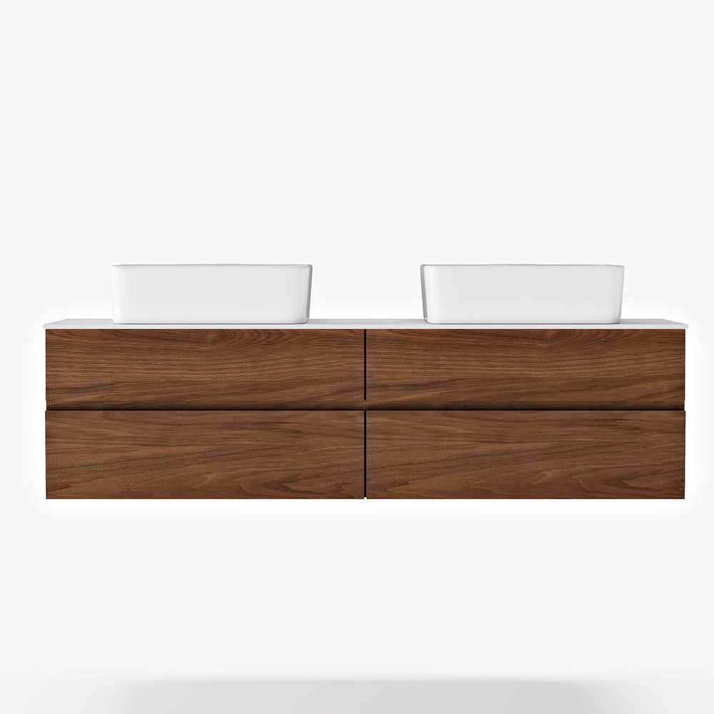 1520mm Double-Sink Bathroom Vanity in Walnut Floating Design window image