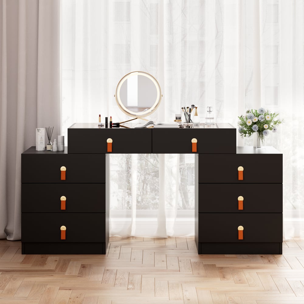 Chanor Modern Retractable Makeup Vanity Closet Island with Jewelry Storage window image