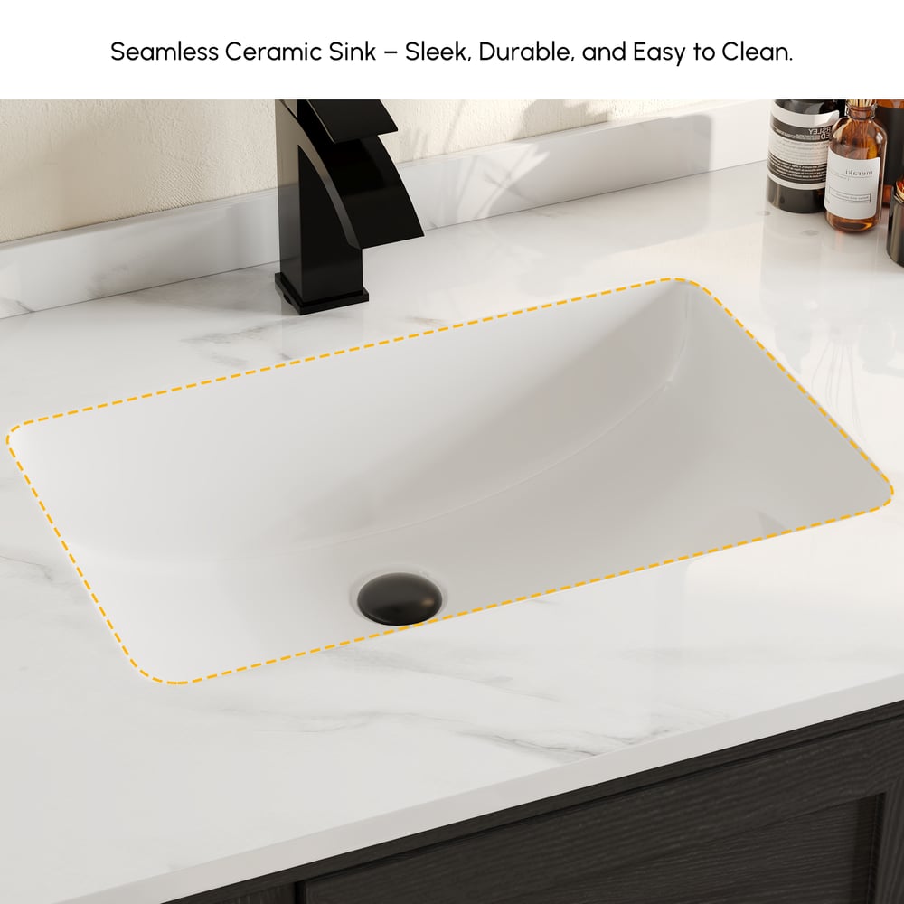 1070mm Arune Black Bathroom Vanity with Arched Glass Doors, Drawers and Light window image