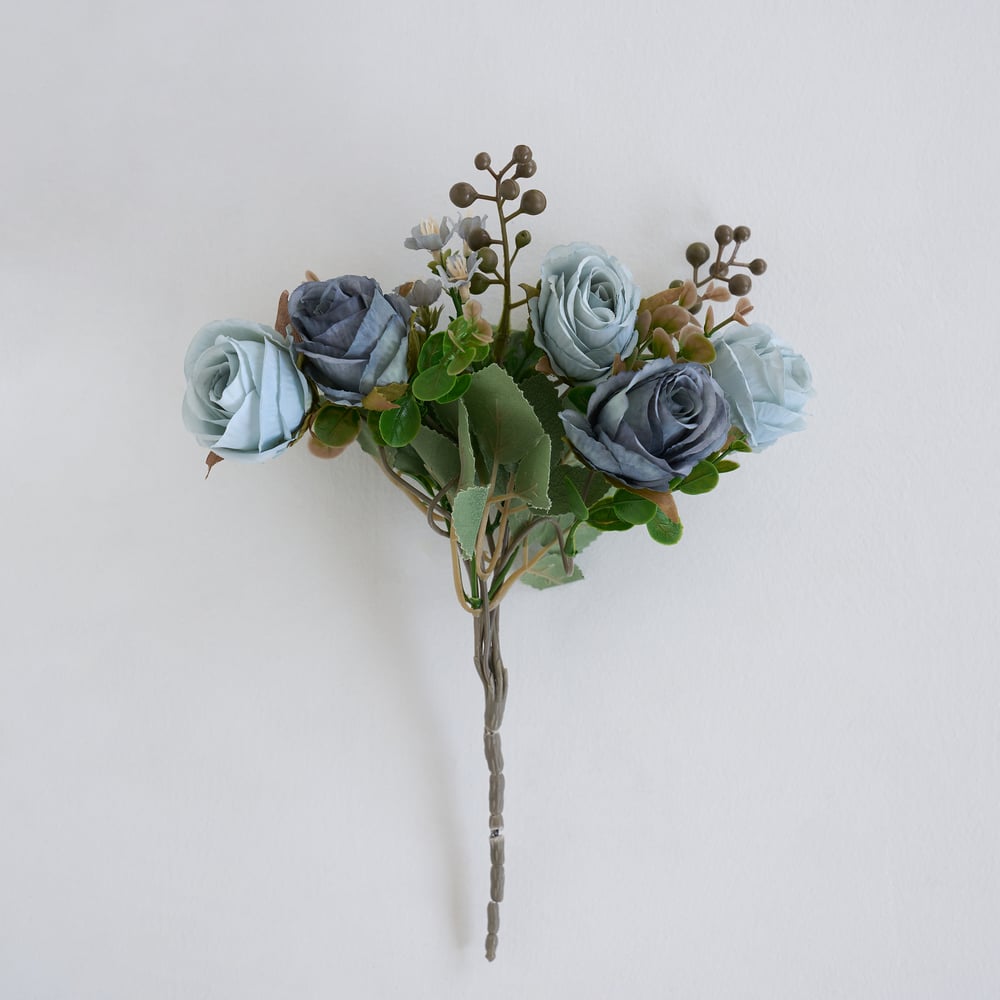 Sculptural Decorative Flower Arrangement, Resin Art Vase with 5-Head Artificial Roses window image