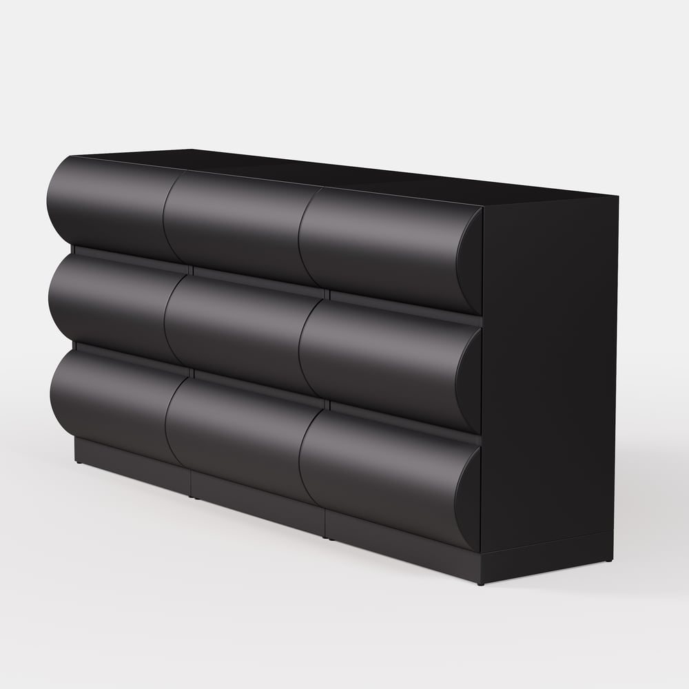 Humply 1505mm Leather Black 9-Drawer Dresser Chest window image